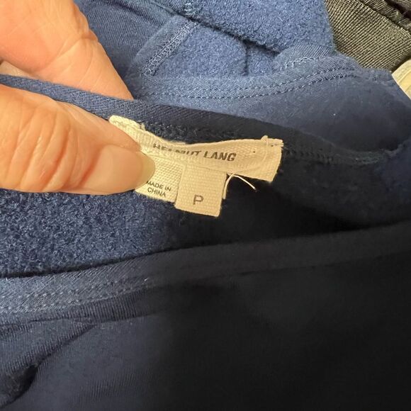Helmut Lang Long Sleeve Top Asymmetrical Sweatshirt navy blue women’s size S - Picture 4 of 5